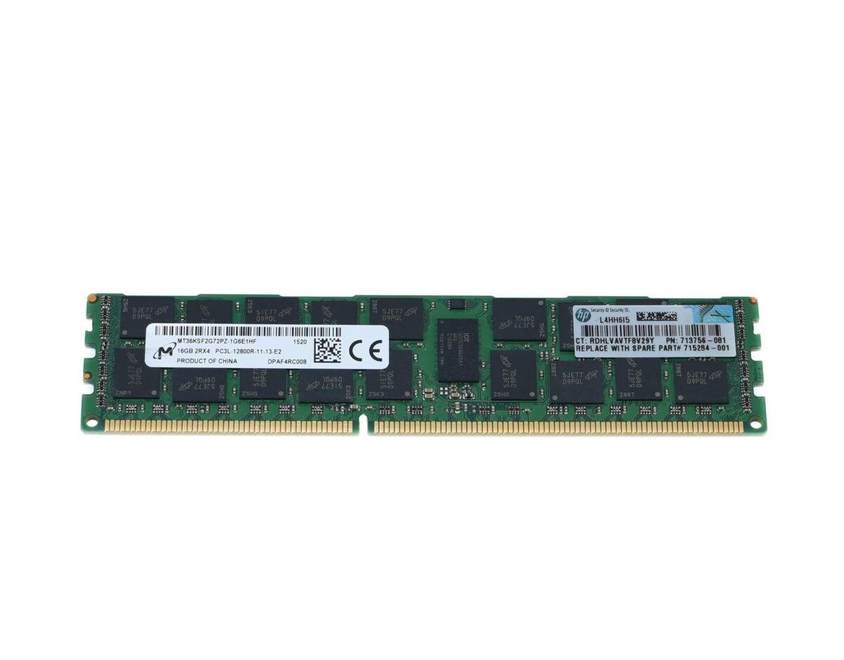 16GB HP PC3L-12800R DDR3-1600 2Rx4 CL11 ECC RDIMM 1.35V - Image 1