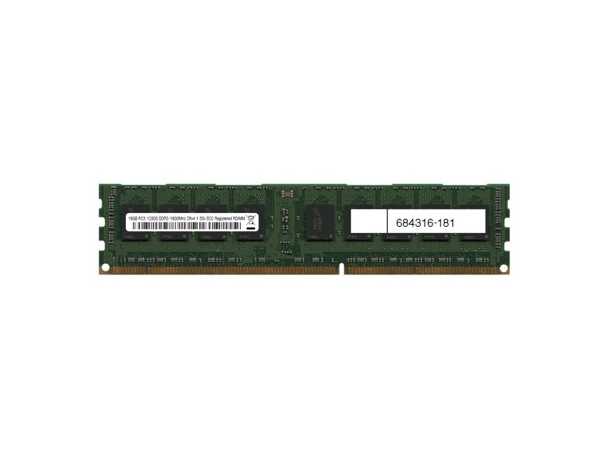 16GB HP PC3-12800R DDR3-1600 2Rx4 CL11 RDIMM 1.5V - Image 1