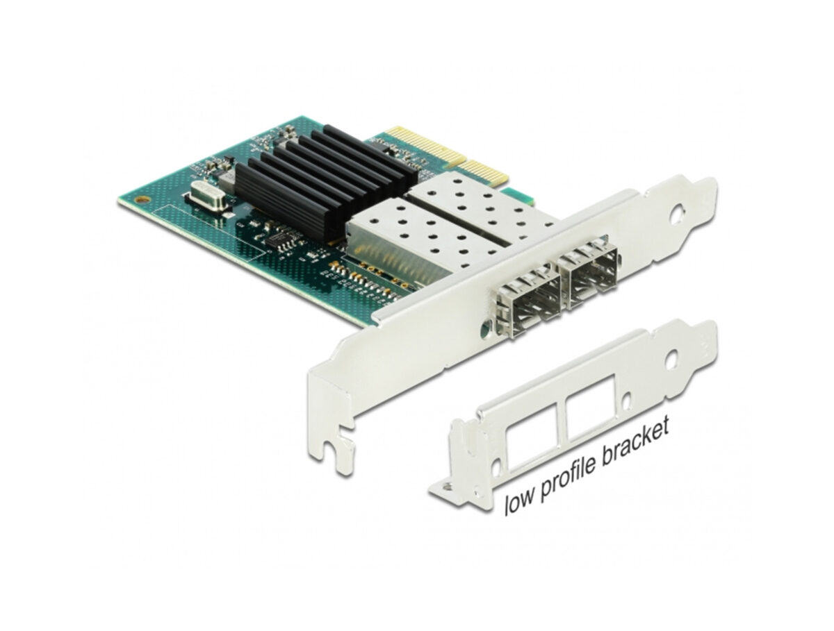 NIC 10/100/1000 DELOCK 2xSFP PORTS FP/LP PCI-EX NEW - Image 2