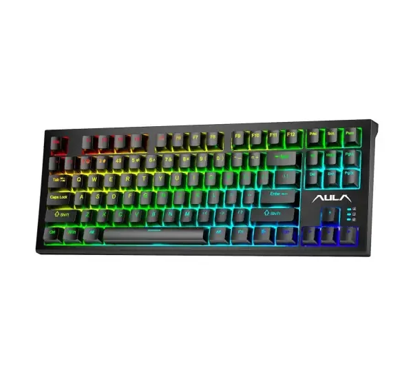 KEYBOARD AULA F3032 MECHANICAL RGB BLACK USB US-GR NEW