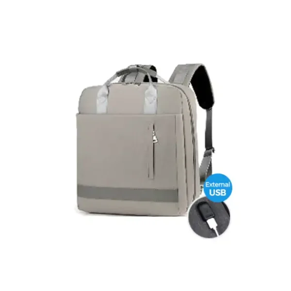 LAPTOP BACKPACK WITH EXTERNAL USB WHITE NEW - BPZ2015