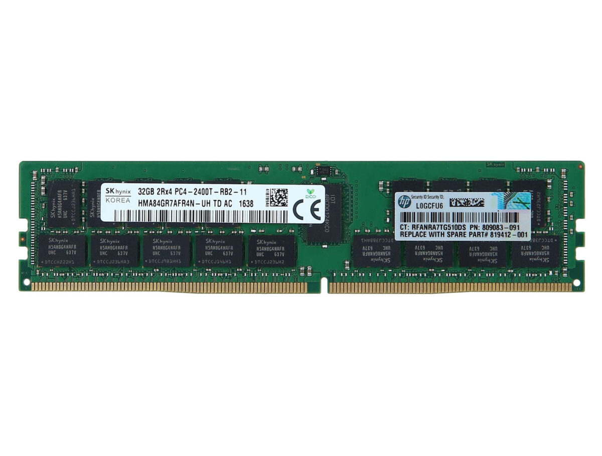 32GB HP PC4-19200T-R DDR4-2400 2Rx4 CL17 ECC RDIMM 1.2V - Image 1