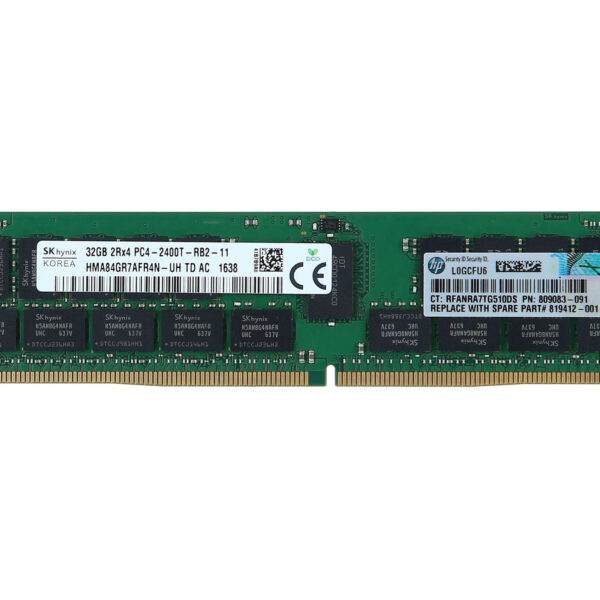 32GB HP PC4-19200T-R DDR4-2400 2Rx4 CL17 ECC RDIMM 1.2V